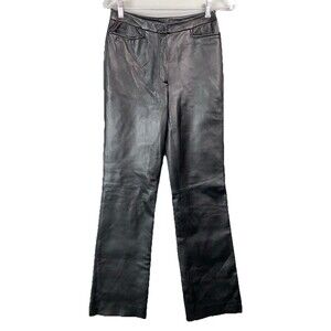 Classiques Entier Women 2 Pants Genuine Leather Bootcut Black Lined Sleek Luxury